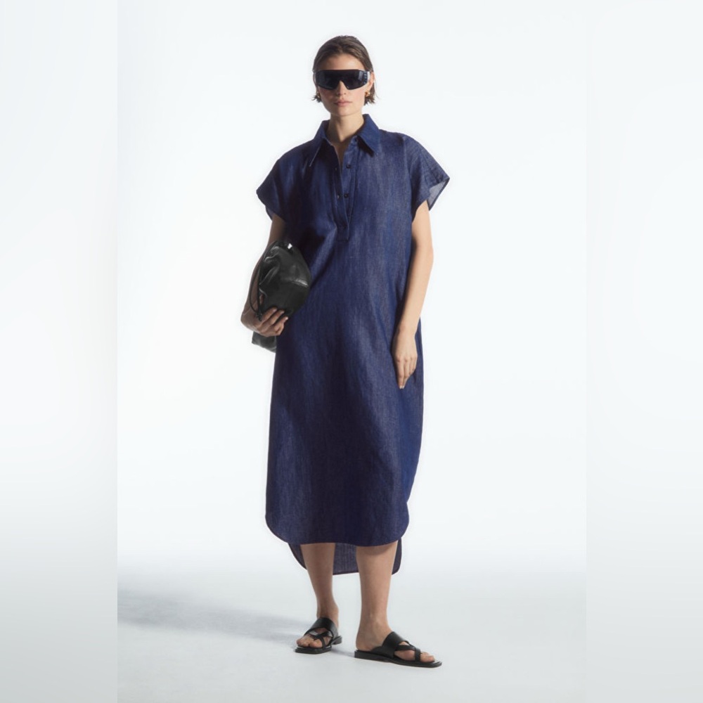 COS OVERSIZED DENIM MIDI SHIRT DRESS